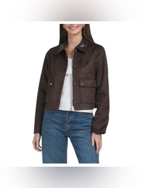 House of Harlow 1960 Dark Brown Suede Bomber Jacket